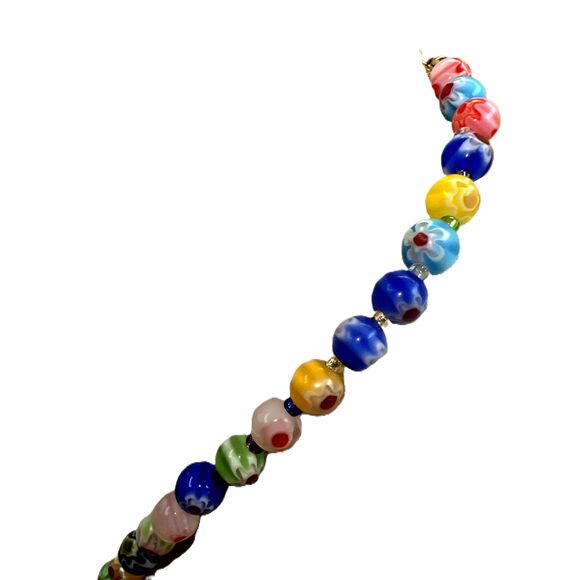 New Multicolor Murano Glass Heart Beaded Pendant Necklace - Picture 6 of 12
